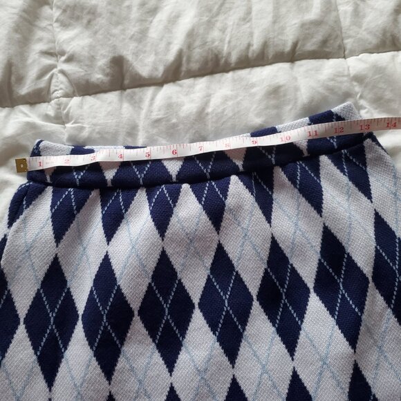 Women’s Daisy Street Size S Argyle Blue & White Knit Skirt - Picture 7 of 7
